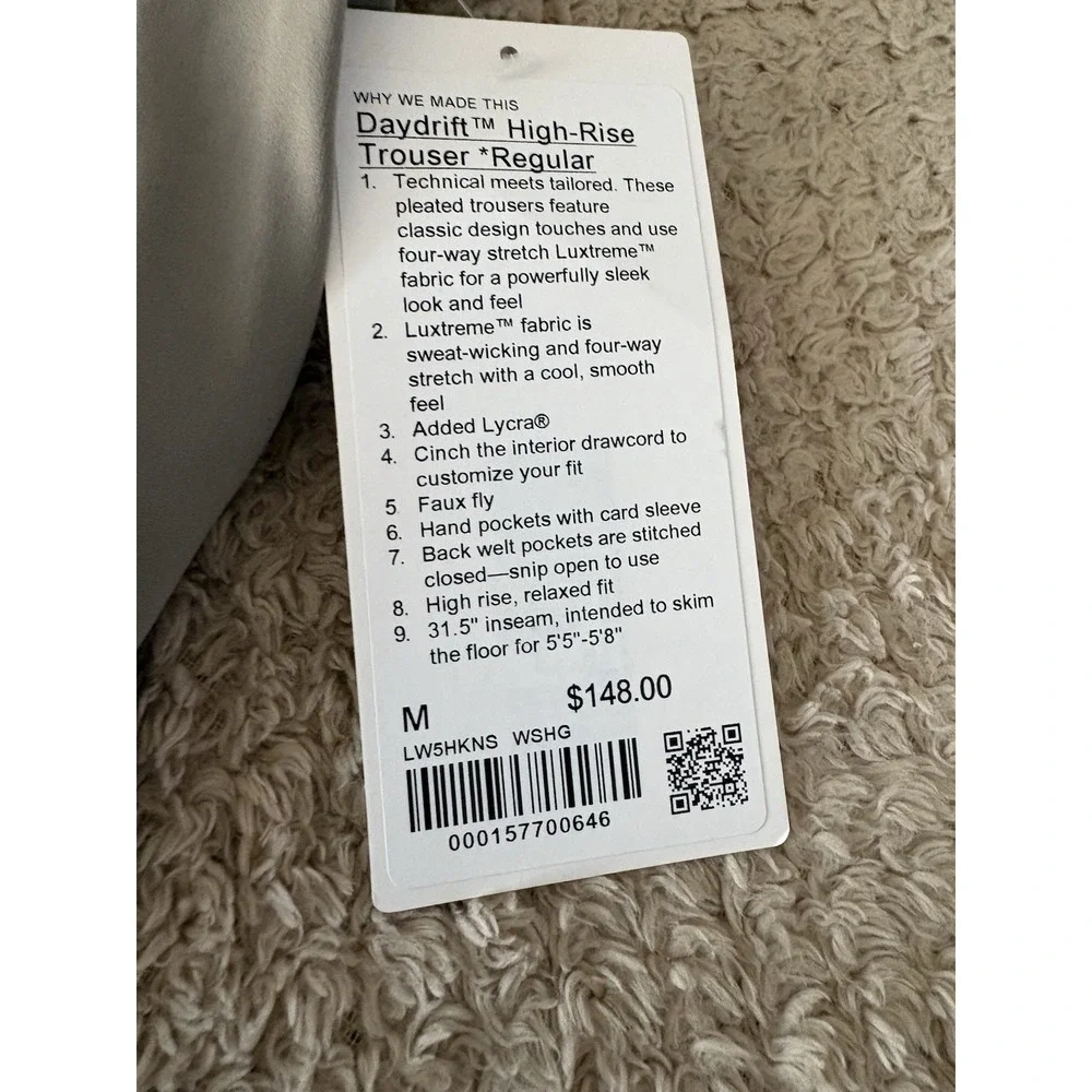 New Lululemon Daydrift High-Rise Trouser * Regular Size M Nomad
